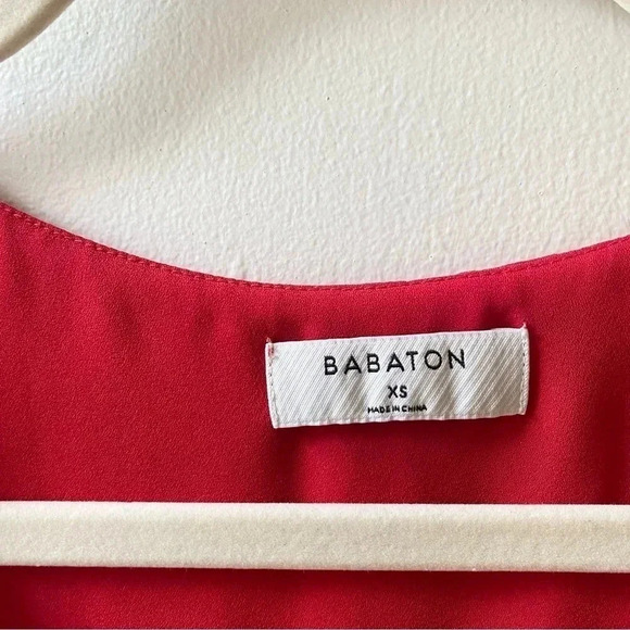 Aritzia Babaton Randy Blouse Top V Neck Shirt Short Sleeve Red - Picture 6 of 11